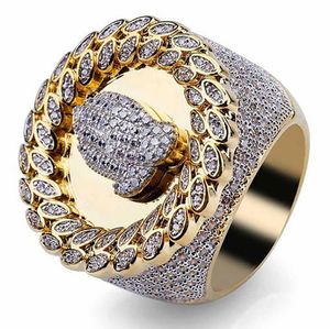 Mens 18K Gold Praying Hands Eternity Band CZ Bling Bling Ring Christ Religion Pave CZ Diamonds Hip Hop Rings With Gift Box