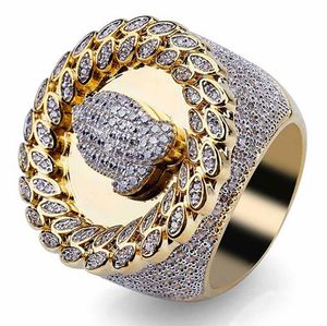 Erkek 18 K Altın Dua Eller Eternity Band CZ Bling Bling Yüzük Mesih Din Açacağı CZ Diamonds Hip Hop Yüzük Hediye Kutusu