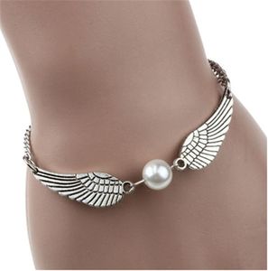 Angel Wings Charms Anklet Women Foot Armband Brand Beach Fashon Leg Armband Chain Imitation Pearls Pendant Indian Anklet Party J9180447