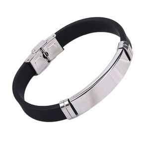 Roestvrijstalen rubberen armband polsbandidentificatie kan graveren aangepaste armband voor mannen mode siliconen armbanden sieraden groothandel