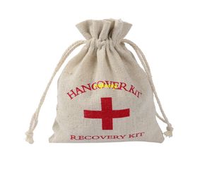 500pcs/lot 10*14cm drawstring pouch 11*16cm Hangover Kit Bags Wedding Favor Holder Bag Red Cross Cotton Linen Gift Bags