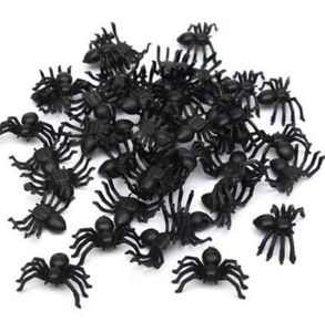 Useful 50pcs 2*1.4cm Plastic Black Spider Halloween Decoration Festival Supplies Funny Prank Toys Decoration Realistic Prop