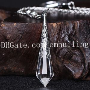 1Pcs multiforme naturale cristallo trasparente punto del quarzo pendolo di guarigione Reiki Dowsing divinazione strumento con rame cauzione e Phoenix fine catena