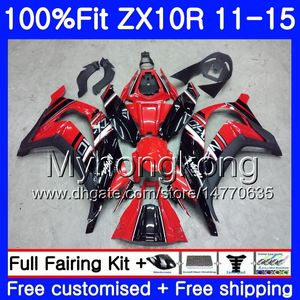 Injektionsfabrik röd för Kawasaki Black ZX 10 R ZX10R 11 12 13 14 15 218HM.14 ZX 10R 1000 CC ZX-10R 2011 2012 2013 2014 2015 FAIRING