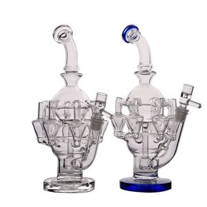 Bongs de vidro de tubo curvo de design exclusivo, parafusos de cone colorido, base grossa, cachimbo de água de 14 mm