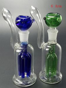 Simple style Mini Beaker Bong with 6 Arm 7.5" thick mobius bongs glass oil rig smoking recycler water pipes joint 18.8mm