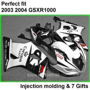 Black white fairings set for SUZUKI GSXR 1000 K3 2003 2004 fairing kit GSXR1000 03 04 bodywork GSXR1000 PO69