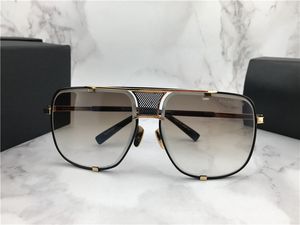 Men Square Pilot Sunglasses Gold Black Frame Brown Gradient Lens Sonnenbrille Moda Glasses Gafas de Sol Novo com Box