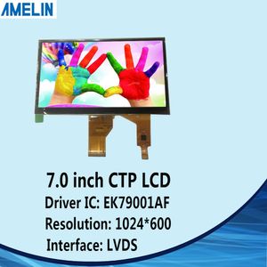 شاشة 7 بوصة 1024 * 600 TFT TN LCD مع لوحة تعمل باللمس بالسعة وشاشة LVDS