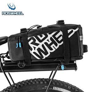 ROSWHEEL Borsa da bicicletta da strada in nylon impermeabile da 5 litri per mountain bike Borsa da ciclismo per portapacchi posteriore Borsa laterale in rete elastica