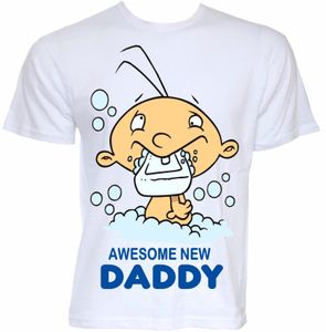 Мужские забавные прохладный новинка новорожденный папа детские душ подарки футболки симпатичные идеи бренд хлопок Мужская одежда мужской Slim Fit футболка