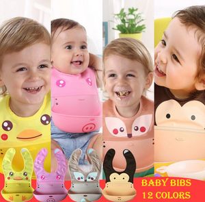 Karmienie dziecka Cute Kreatywny Baby BIBS Wodoodporna silikonowa karmienia lunchu śliniaka Cartoon Ślinę Ręcznik Burp Tkaniny ZD01