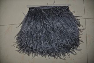 Wholesale ostrich feathers trims fringe for sale - Group buy dark grey ostrich feather trimming fringe ostrich feather fringe feather trim inch in width for sew craft customes