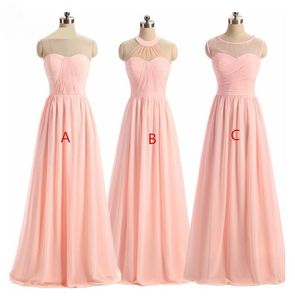 3 style mieszane Vintage Szyfonowe Długie Suknie Druhna Halter Ruffles Długość podłogi Ruffles Maid of Honor Suknie Zamek błyskawiczny Z powrotem poniżej 100