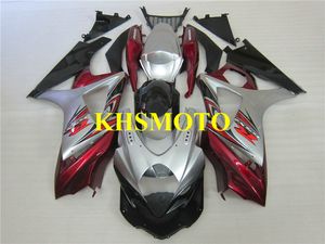 Özel Enjeksiyon kalıp Motosiklet için Fairing kiti SUZUKI GSXR1000 K7 07 08 GSXR 1000 2007 2008 ABS Kırmızı gümüş Fairings set + Hediyeler SX28