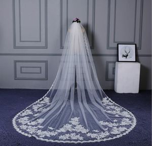 400cm*300cm Cathedral Length One Layer Applique Edge Wedding Bridal Veils