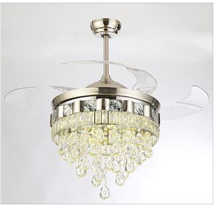 Fãs de teto de cristal moderno lâmpada AC110V 220V fãs de teto candelabro sala de estar quarto chandeliers luz lâmpada pingente de luz