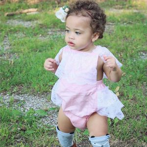 Abbigliamento per bambini 2018 Estate Pagliaccetto neonato Neonata Pagliaccetto senza maniche Pizzo con volant Tuta Prendisole Abbigliamento per bambini Cotone Vestiti per ragazze
