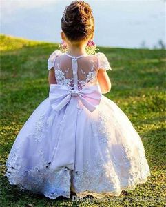 Платья с цветочным узором для девочек на свадьбу, бальное платье с длинными рукавами и кружевной аппликацией, праздничное платье для именинницы2806