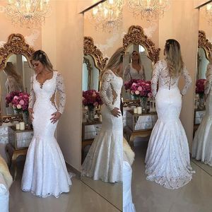 2019 Formella Lace Evening Dresses Wear With Long Sleeves Sweetheart Mermaid Sweep Train Arabic Prom Gowns Plus Size Custom