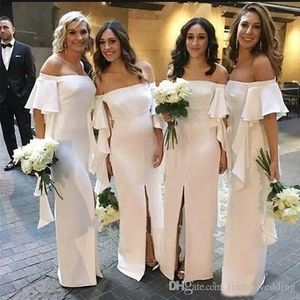 2019 Beyaz Fildişi Nedime Elbise Batı Yaz Ülke Bahçe Örgün Düğün Düğün Misafir Misafir Hizmetçi Onur Kıyafeti Artı Boyutu Custom Made