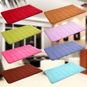 Wholesale-NC Bathroon Accessory 40 x 60cm Memory Foam Coral Fleece Fabric Non-slip Floor Bath Mats Safety Bathroom Toilet Floor Carpet Pad