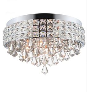 Luksusowe nowoczesne K9 Crystal Sufit Light Okrągłe Kryształowe Żyrandole Nablonki Do Sypialni Divalroom Dioda Lampy wewnętrzne Dia40 * H25cm