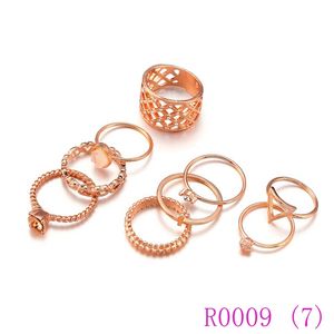 3pcs Retro Hollow Ring Set Rose Gold Finger Knuckle Rings for Women Valentine Anillos Valentines Day Gift Jewelry R0009