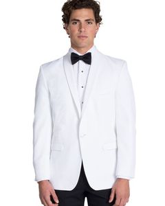 High Quality Groom Tuxedos One Button White Shawl Lapel Groomsmen Best Man Suit Mens Wedding Suits (Jacket+Pants+Tie) NO:1265