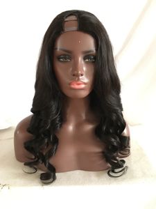Unprocessed Brazilian Virgin Human Hair U Part Wigs Natural Wave Human Hair Wigs Middle Side Upart Wavy None Lace Wig for Black Women