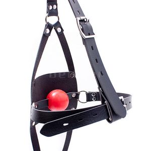 Bondage Slave Head Harness Mouth Open Leather Strap Silicone 42mm Gag Låst Toy Sm # R45