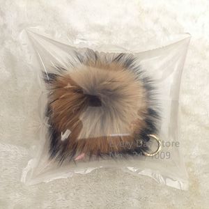 15 cm fluffig tvättbjörn päls boll nyckelring verklig päls nyckelkedjor pompa nyckelchain pompon keyring charm kvinnväska hänge