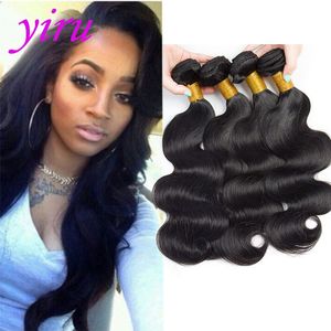 Body Wave Natural Black 4 Pieces/lot Human Hair 4 Bundles Peruvian Virgin Hair Wefts Weaves 10A grade Yiruhair