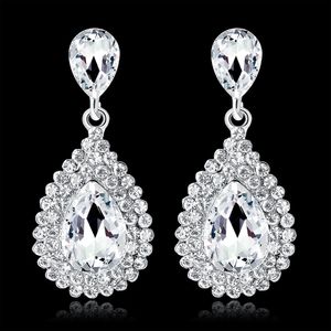 Shining Fashion Crystals Earrings Rhinestones Long Drop Earring For Women Bridal Jewelry Wedding Gift For Bridesmaids BW-009