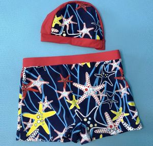 Baby Boys Swimwear Shorts Children Beach Swim Briefs and Cap For Summer Beach Swimming(2-10T,Blue)
