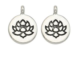 100Pcs/lot alloy Lotus Flower Charms Antique silver Charms Pendant For necklace Jewelry Making findings 20x15mm