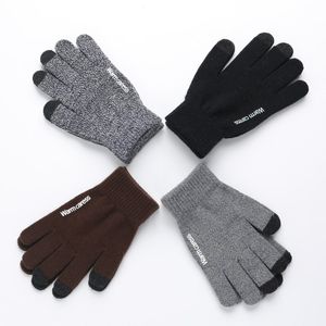 2018 varm försäljning kvinnlig ull stickning pekskärm handskar vinterkvinnor varma fullfinger läderhandskar
