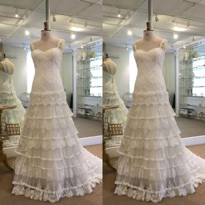 Real Photos 2018 Lace Tiered Boho Country Wedding Dresses Long Elegant Applique Bridal Gowns Plus Size Custom Made From China EN2267