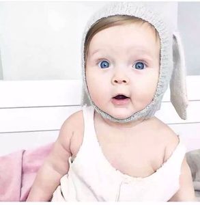 2pcs New Rabbit Ear Beanie Hat Baby Girl Toddler Crochet Knit Winter Earflap Cap Fashion Design MZ22