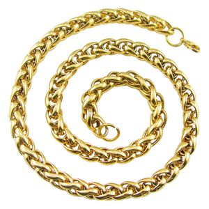 New list Gold plated Jewelry Women Mens Stainless Steel Fashion Wheat Chain Link Necklace Wide 6mm/ 8mm/10mm choose lenght