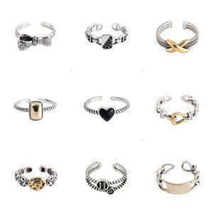 14 Designs Mix Real 925 Sterling Silver Ring for Women girls Trendy Personalized Old Butterfly Heart Charm Rings Jewelry Wholesale