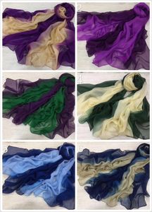 Ny flicka Kvinnor Gradient Chiffon Silk Stor Scarf Scarves Shawl Wrap Gift Spring Summer Accessory 200 * 150cm # 4075