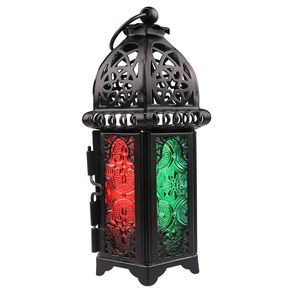 Morokański styl świecy świeczki Wotywny Ślub Świecznik Czarny Szkło Metal Lantern Velas Domowy Dekoracja Ślubna