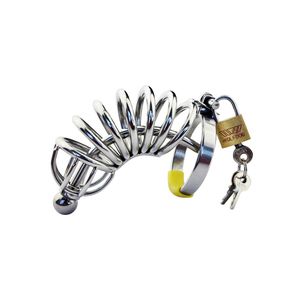 Maschio in acciaio inossidabile Cock Cage Anello per pene con catetere Cintura di castità Dispositivi Bondage Restraint BDSM Fetish Giocattoli sessuali per uomo