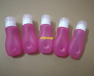 100st / parti 89ml Travel Refillerbara flaskor Rosa Silikon Hudvård Lotion Shampoo Gel Squeeze Bottle Tube Containers med Sucker