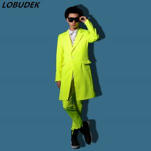 Tide Male Stage Outfit Fashion Slim Long Blazers Pants Men's Suits Nightclub Bar DJ Singer Costume Star Vocal Concert Performance Clothing