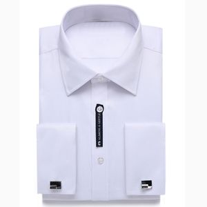 Alimens Gentle Gentle 미국 프랑스 커프 남성 드레스 셔츠 긴 소매 커프 링크 포함 플러스 크기 18.5 18 목 17.5 17