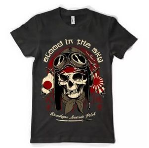 T-shirts T-shirts Kamikaze Pilot Fighter Skull Sky Airplane Jet Tee Zomer Korte Mouwen Hip Hop T-shirt
