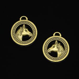 21pcs Zinc Alloy Charms Antique Bronze Plated circle horse head Charms for Jewelry Making DIY Handmade Pendants 25mm