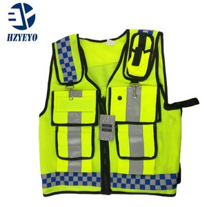 Motorcycle Apparel High visibility safety Reflective vest Lattice screen cloth clothing zipper work vest HZYEYO D9902